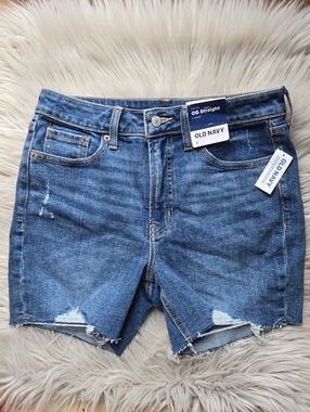 Old Navy Blue Distressed OG Straight Denim Cutoff Shorts